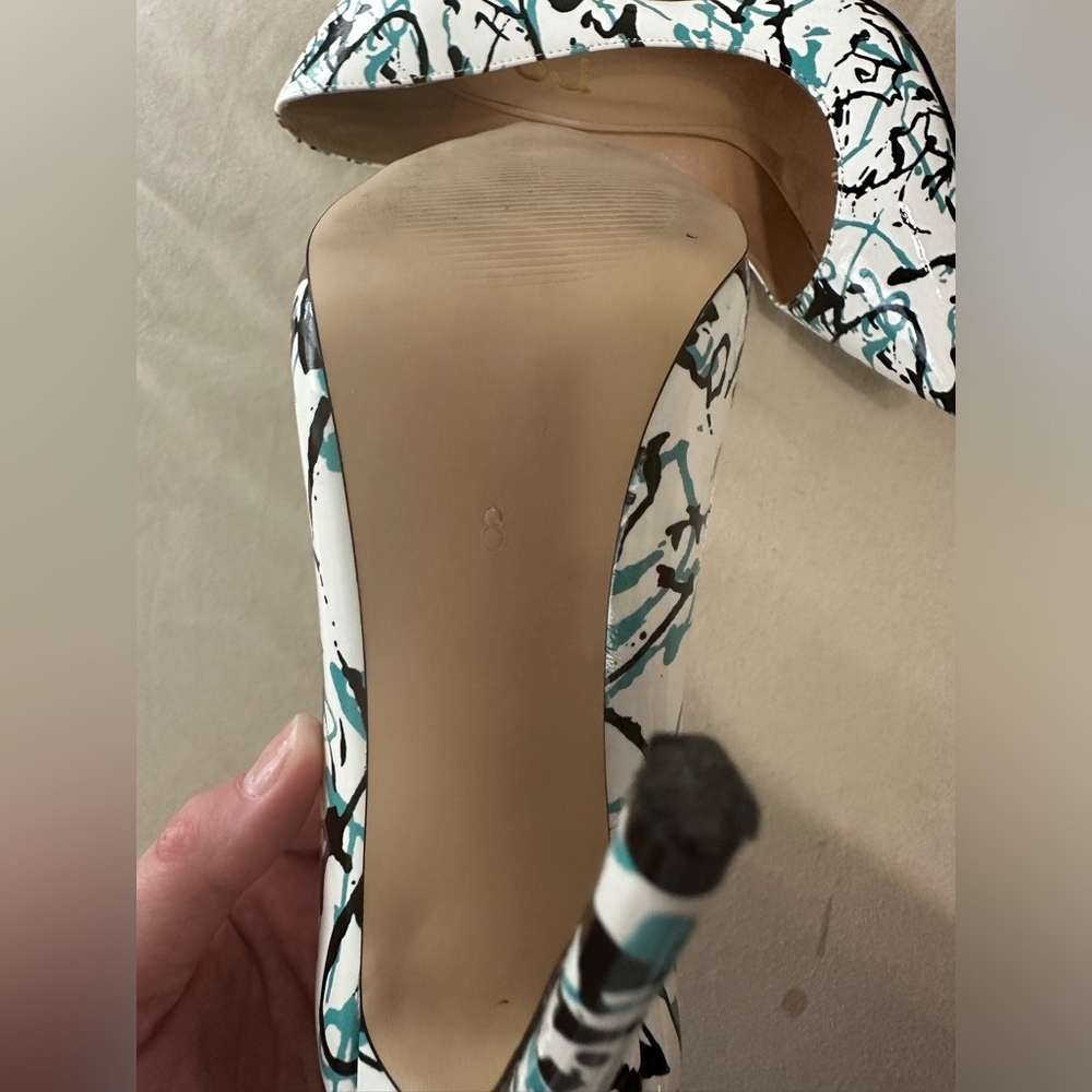 women’s High Heels Black Teal and White Size 8
